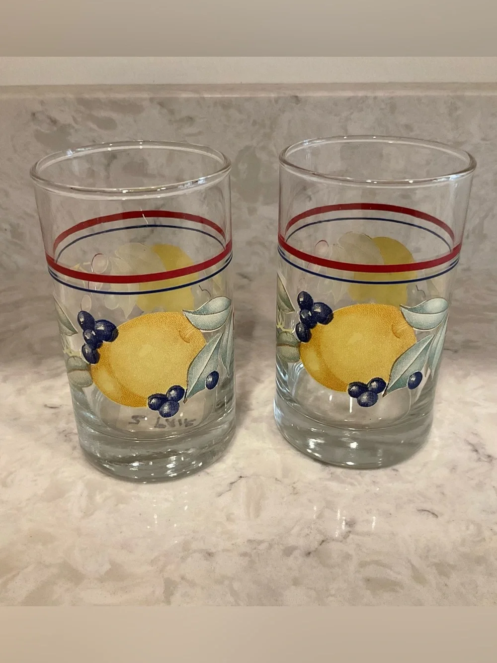 Vintage Corelle Cordinates “Abundance”  7 oz Juice Glasses Set of 2, Corning USA
